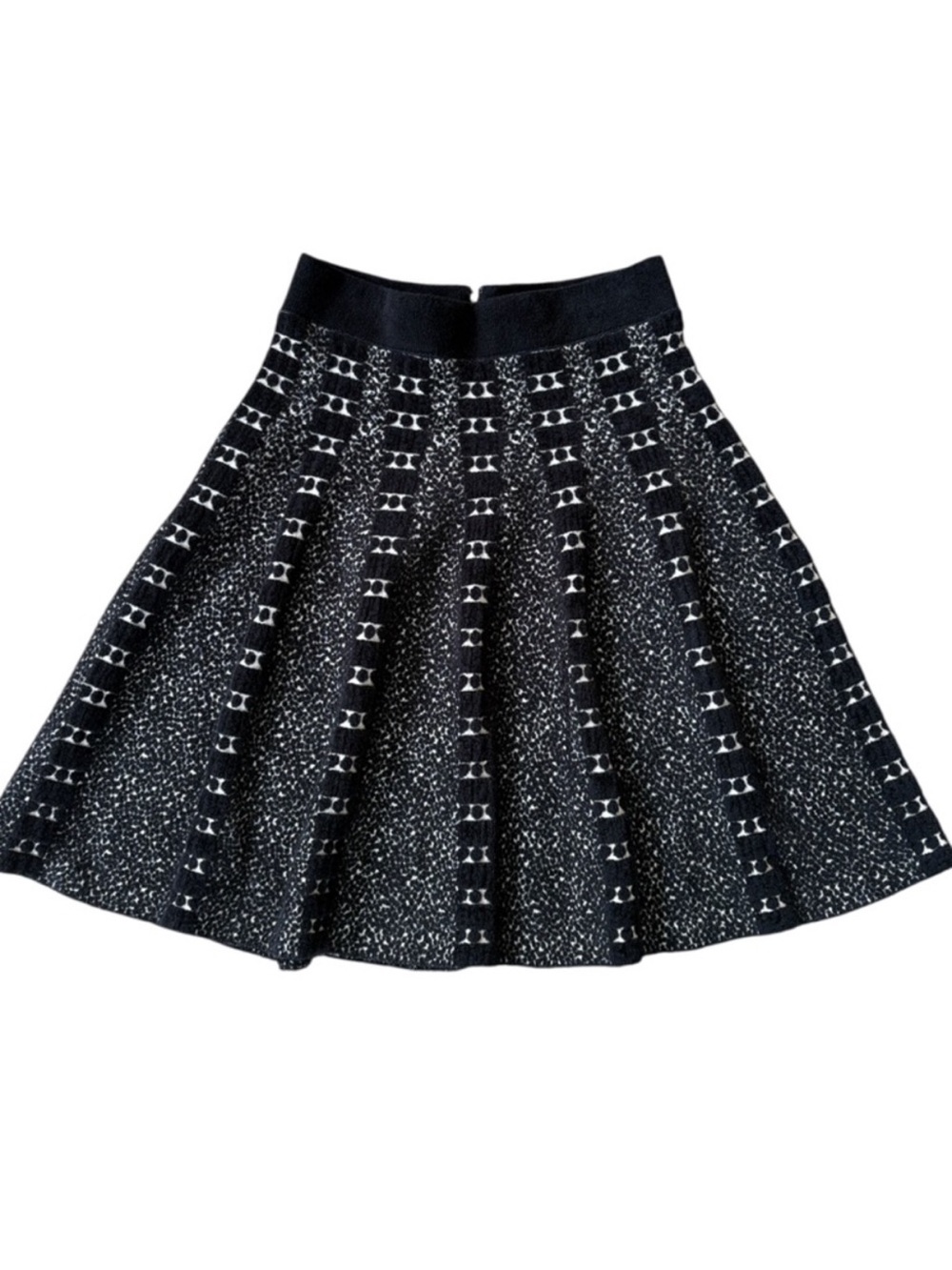 EUC Anthropologie MOTH Jacquard Knit Granite Skater Skirt Black Cream Medium